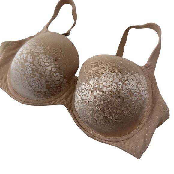 Soma Women Full Coverage Bra 38DD Beige Floral Lace Underwire Lightly Padded - Picture 3 of 12